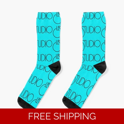 Le Studio Socks Aqua Blue Black Multi Logo